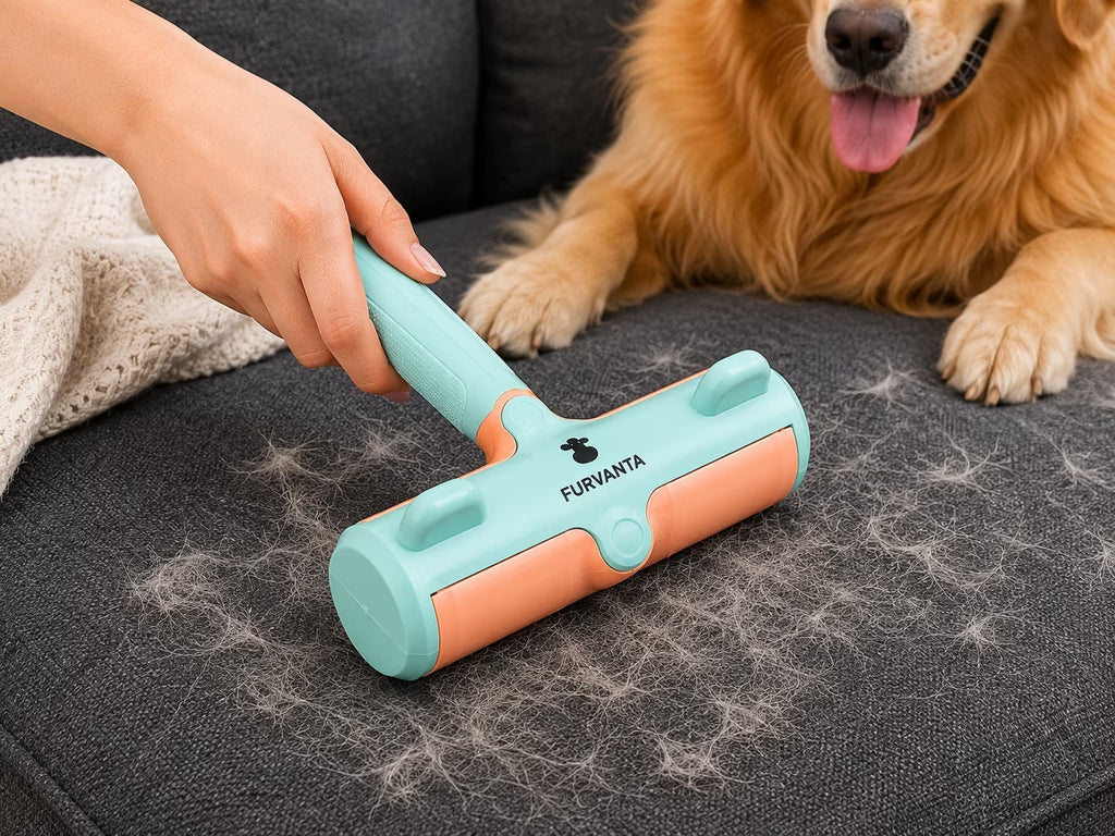 Reusable Pet Hair Remover Roller - Self-Cleaning Dog & Cat Fur Remover for Couch, Bed & Car